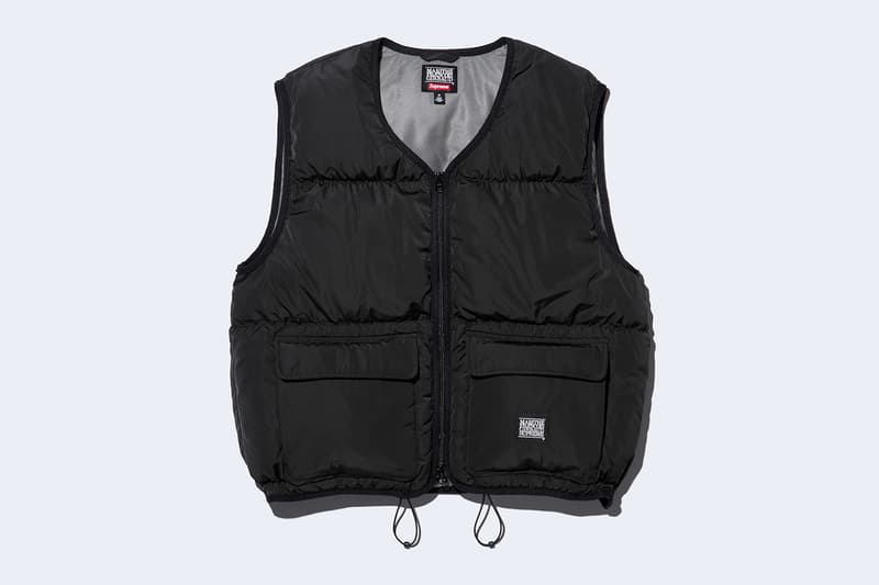 Supreme x Marithé + Françoise Girbaud Spring 2025 Collaboration french fashion house François Girbaud and Marithé Bachellerie western house M+FG   Leather Flight Bomber Jacket, Denim Trucker Jacket, Down Puffer Vest, Hockey Jersey, Hooded Sweatshirt, Leather Cargo Pant, Baggy Jean, Sweatpant, Denim Short, Tee, Camp Cap, Beanie, Tote Bag and Towel