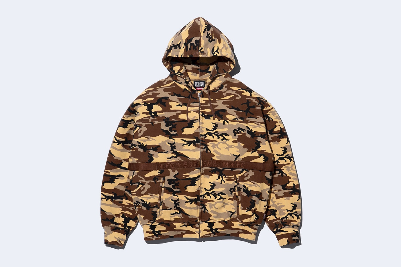 Supreme x Marithé + Françoise Girbaud Spring 2025 Collaboration french fashion house François Girbaud and Marithé Bachellerie western house M+FG   Leather Flight Bomber Jacket, Denim Trucker Jacket, Down Puffer Vest, Hockey Jersey, Hooded Sweatshirt, Leather Cargo Pant, Baggy Jean, Sweatpant, Denim Short, Tee, Camp Cap, Beanie, Tote Bag and Towel