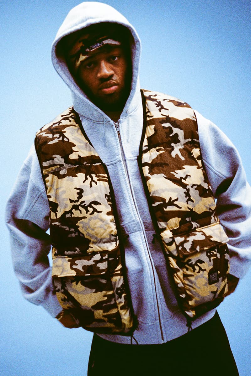 Supreme x Marithé + Françoise Girbaud Spring 2025 Collaboration french fashion house François Girbaud and Marithé Bachellerie western house M+FG   Leather Flight Bomber Jacket, Denim Trucker Jacket, Down Puffer Vest, Hockey Jersey, Hooded Sweatshirt, Leather Cargo Pant, Baggy Jean, Sweatpant, Denim Short, Tee, Camp Cap, Beanie, Tote Bag and Towel