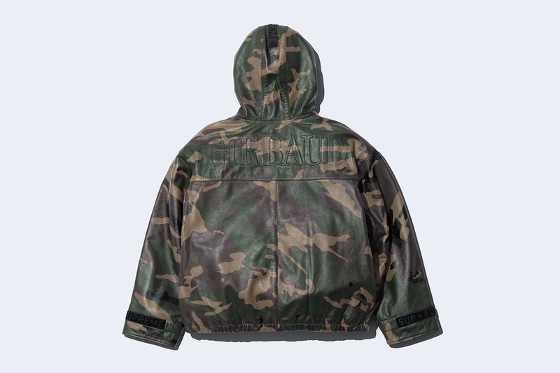 Supreme x Marithé + Françoise Girbaud Spring 2025 Collaboration french fashion house François Girbaud and Marithé Bachellerie western house M+FG   Leather Flight Bomber Jacket, Denim Trucker Jacket, Down Puffer Vest, Hockey Jersey, Hooded Sweatshirt, Leather Cargo Pant, Baggy Jean, Sweatpant, Denim Short, Tee, Camp Cap, Beanie, Tote Bag and Towel