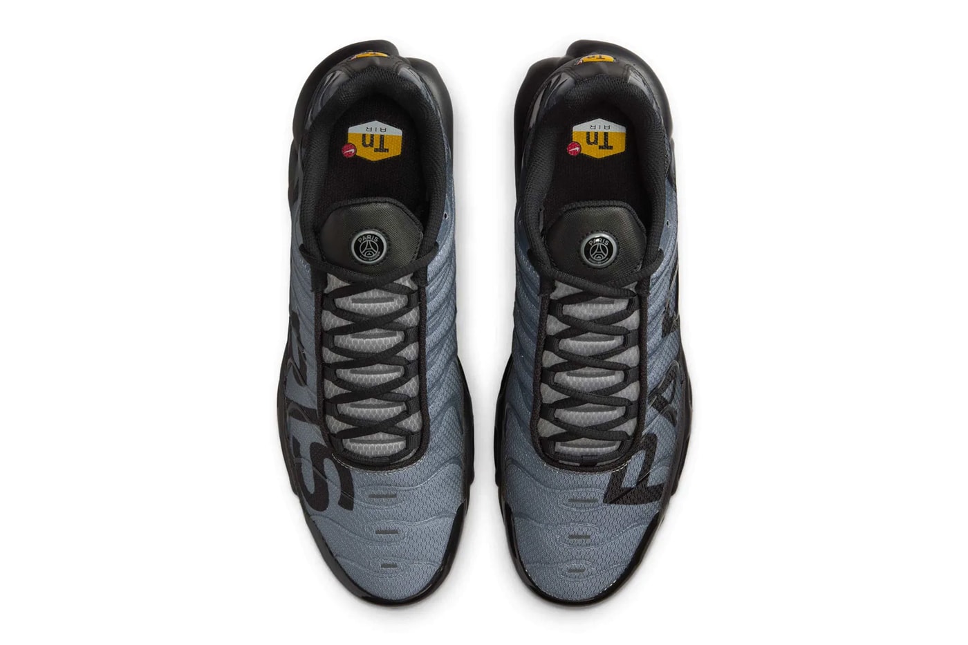 Paris Saint-Germain Join Forces for Collaborative Nike Air Max Plus psg Release info football club black particle grey anthracite
