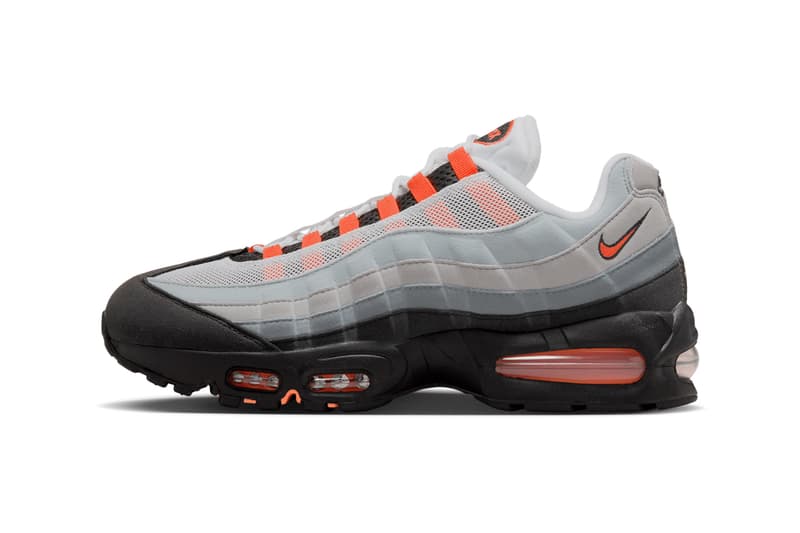 Nike Air Max 95 OG Surfaces in "Bright Mandarin" White/Bright Mandarin-Wolf Grey HM4740-005 neon swoosh