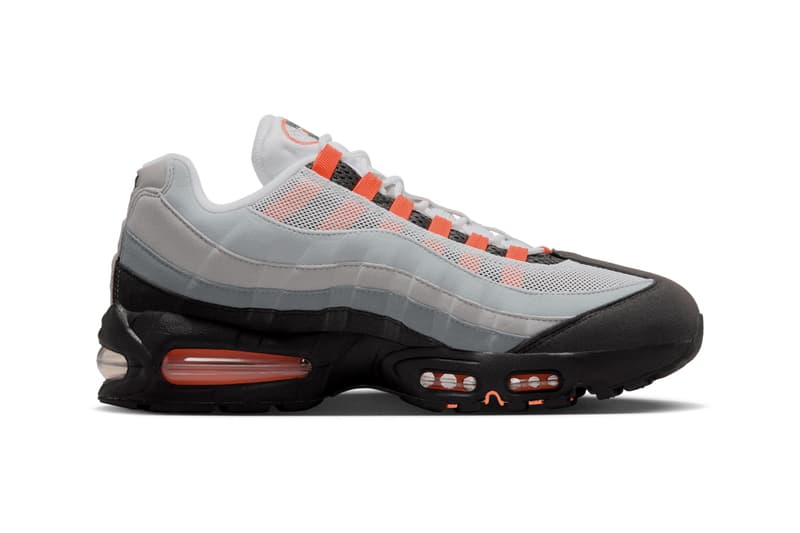 Nike Air Max 95 OG Surfaces in "Bright Mandarin" White/Bright Mandarin-Wolf Grey HM4740-005 neon swoosh