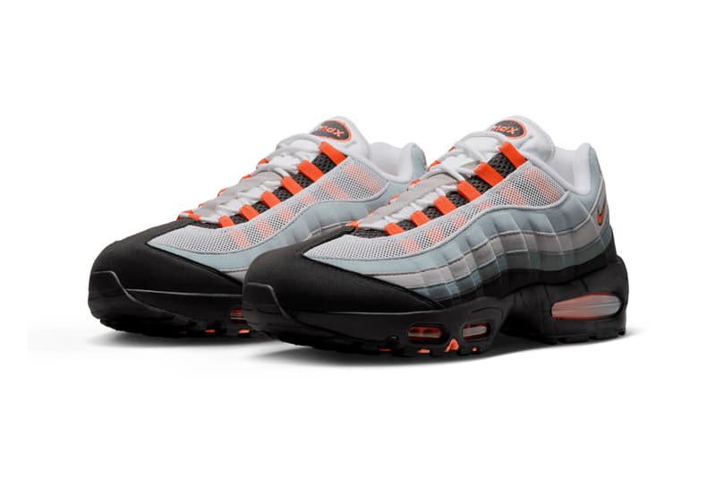 Nike Air Max 95 OG Surfaces in "Bright Mandarin" White/Bright Mandarin-Wolf Grey HM4740-005 neon swoosh
