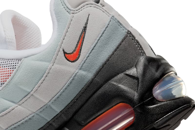Nike Air Max 95 OG Surfaces in "Bright Mandarin" White/Bright Mandarin-Wolf Grey HM4740-005 neon swoosh