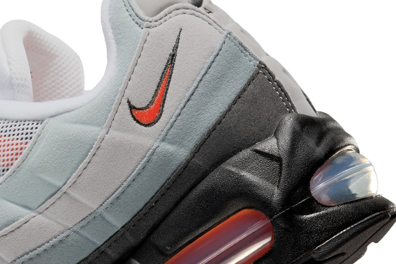 Nike Air Max 95 OG Surfaces in "Bright Mandarin" White/Bright Mandarin-Wolf Grey HM4740-005 neon swoosh