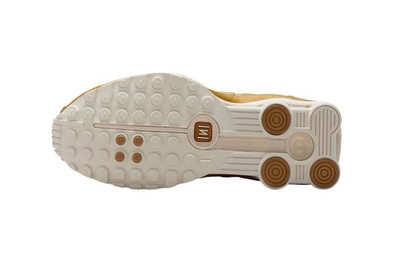 Nike Shox R4 "Metallic Gold" Soft Pearl/Metallic Gold AR3565-010 futuristic martine rose swoosh white gold