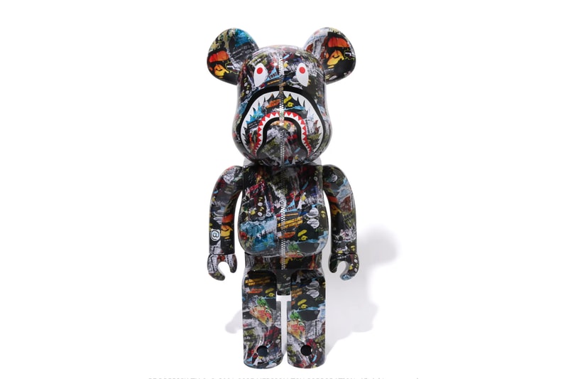 BAPE Releases BE@RBRICK "LEGACY CAMO SHARK" Collection medicom toy on going collaboration flyer pattern shark hoodie