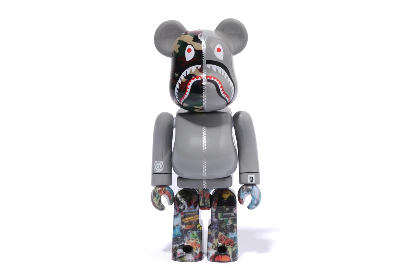 BAPE Releases BE@RBRICK "LEGACY CAMO SHARK" Collection medicom toy on going collaboration flyer pattern shark hoodie