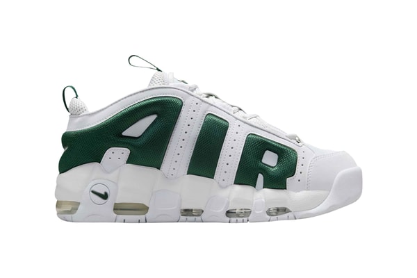 Official Look at the Nike Air More Uptempo Low "White/Green" FZ3055-102 celtics colorway basketball low top shoes bubble air lettering swoosh