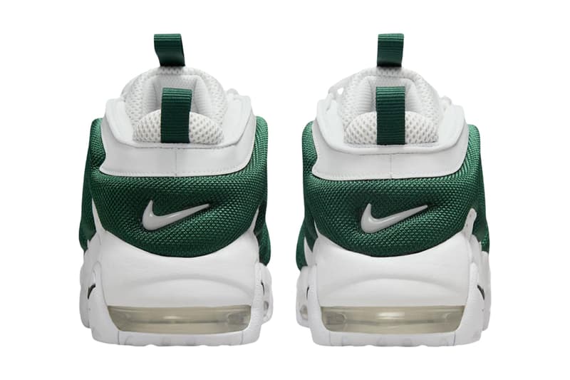 Official Look at the Nike Air More Uptempo Low "White/Green" FZ3055-102 celtics colorway basketball low top shoes bubble air lettering swoosh