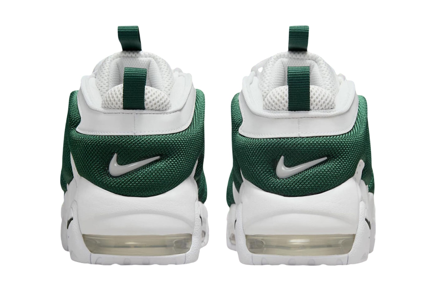 Official Look at the Nike Air More Uptempo Low "White/Green" FZ3055-102 celtics colorway basketball low top shoes bubble air lettering swoosh