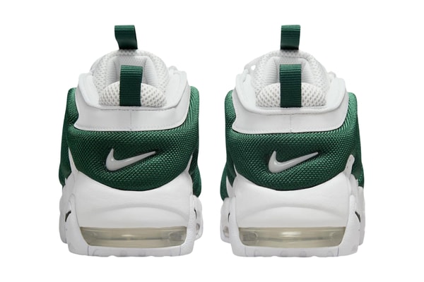 Official Look at the Nike Air More Uptempo Low "White/Green" FZ3055-102 celtics colorway basketball low top shoes bubble air lettering swoosh
