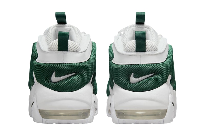 Official Look at the Nike Air More Uptempo Low "White/Green" FZ3055-102 celtics colorway basketball low top shoes bubble air lettering swoosh