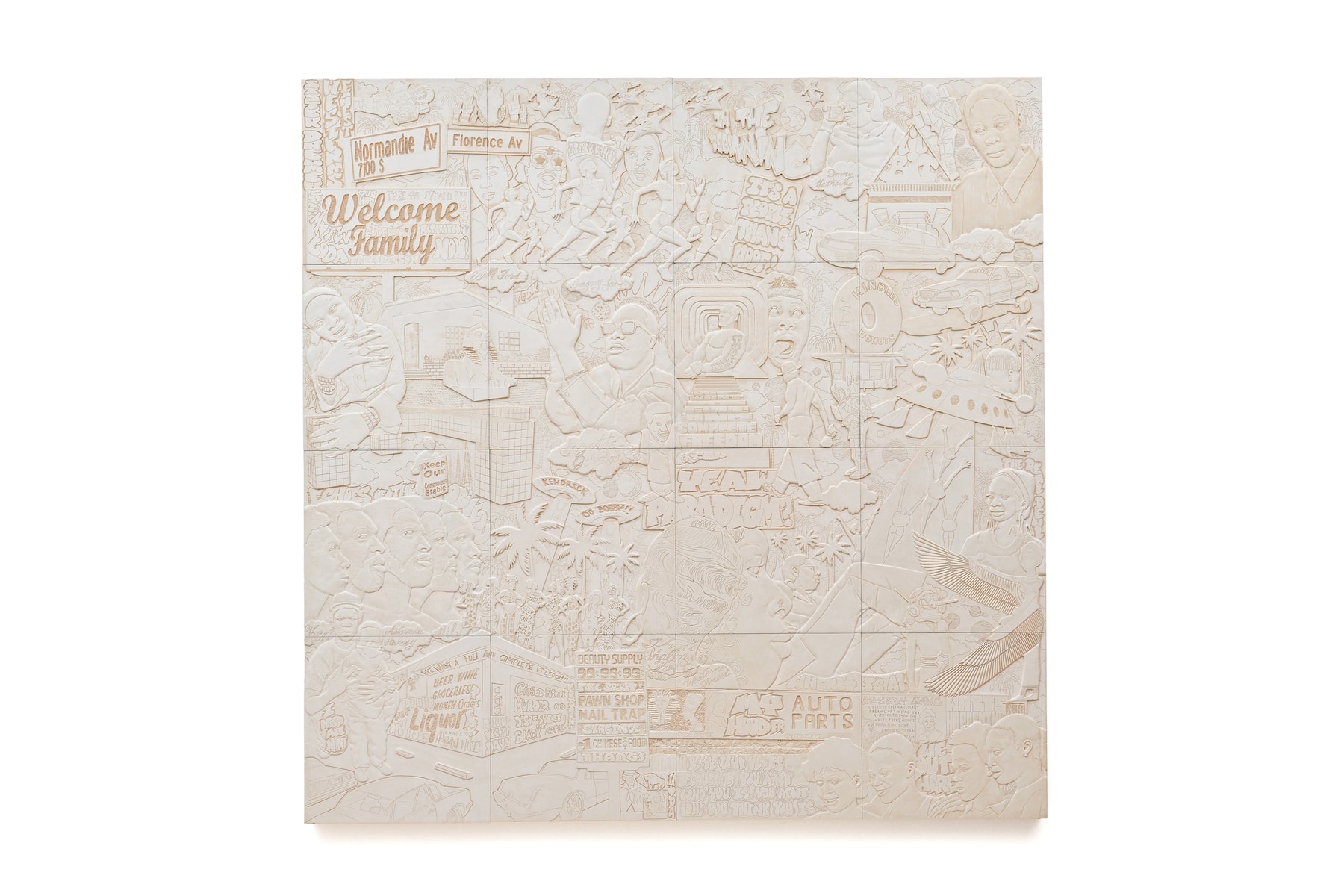 Lauren Halsey Curates 'resonance' at Anthony Gallery Chicago art art works group exhibition Diana Yesenia Alvarado  Michael Alvarez  Mario Ayala Sadie Barnette  Kevin Beasley Aya Brown Jordan Casteel Barrington Darius Delfin Finley Theaster Gates Sayre Gomez Alfonso Gonzalez Jr. Chase Hall Russell C. Hamilton Hugh Hayden Shaniqwa Jarvis Tony Lewis Eric N. Mack  Renell Medrano Jasmine Monsegue Pat Phillips Adee Roberson Esteban Raheem Abdul Raheem Samayoa Alake Shilling Martine Syms Mickalene Thomas Mr. Wash Jonas Wood Rikkí Wright