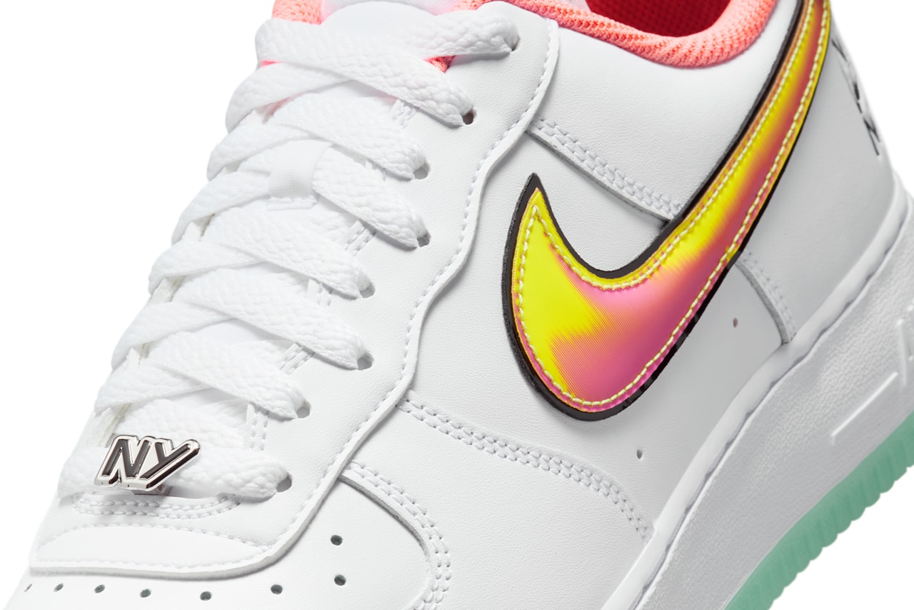 First Look at This Years Nike Air Force 1 Low "NY vs NY" IH4962-100 White/Crimson Pulse-Green Glow-Light Laser Orange-Black summer 2025