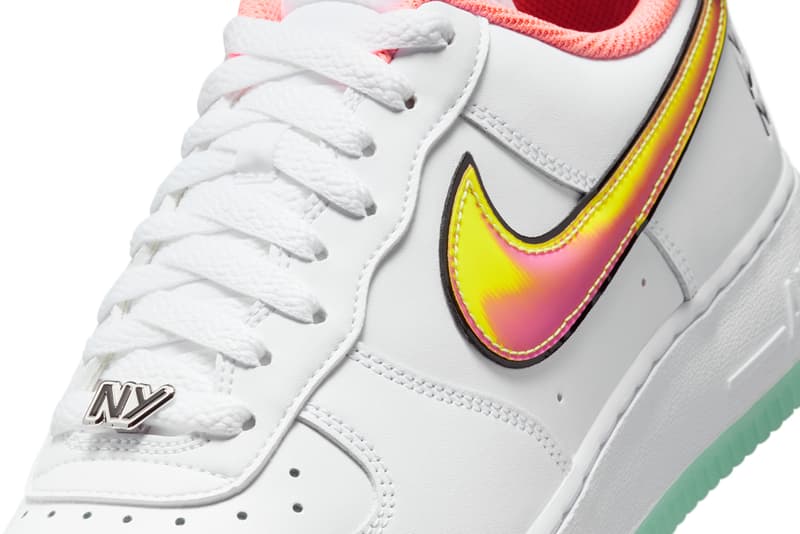 First Look at This Years Nike Air Force 1 Low "NY vs NY" IH4962-100 White/Crimson Pulse-Green Glow-Light Laser Orange-Black summer 2025