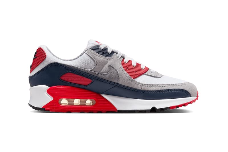 Nike Air Max 90 Gets Patriotic With "USA" Iteration White/Cool Grey-University Red DM0029-117 Release Info