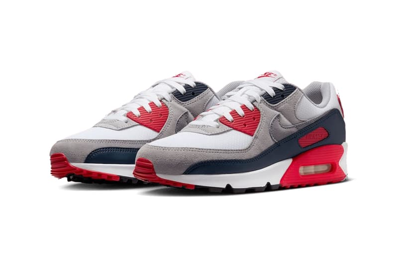 Nike Air Max 90 Gets Patriotic With "USA" Iteration White/Cool Grey-University Red DM0029-117 Release Info