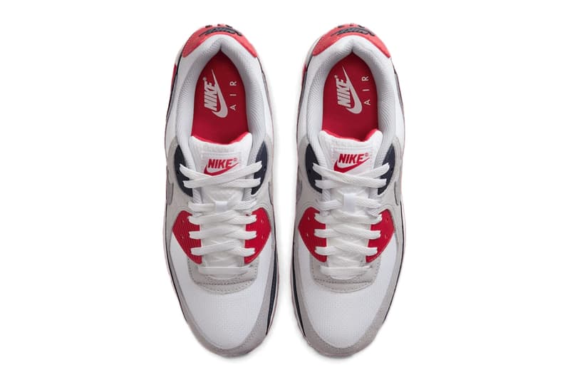 Nike Air Max 90 Gets Patriotic With "USA" Iteration White/Cool Grey-University Red DM0029-117 Release Info
