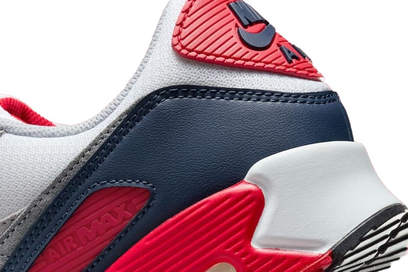Nike Air Max 90 Gets Patriotic With "USA" Iteration White/Cool Grey-University Red DM0029-117 Release Info