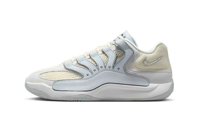 Official Look at the Nike KD 18 "Soft Pearl" Soft Pearl/Metallic Silver-Pure Platinum HV1992-001 kevin durant pheonix suns nba basketball player