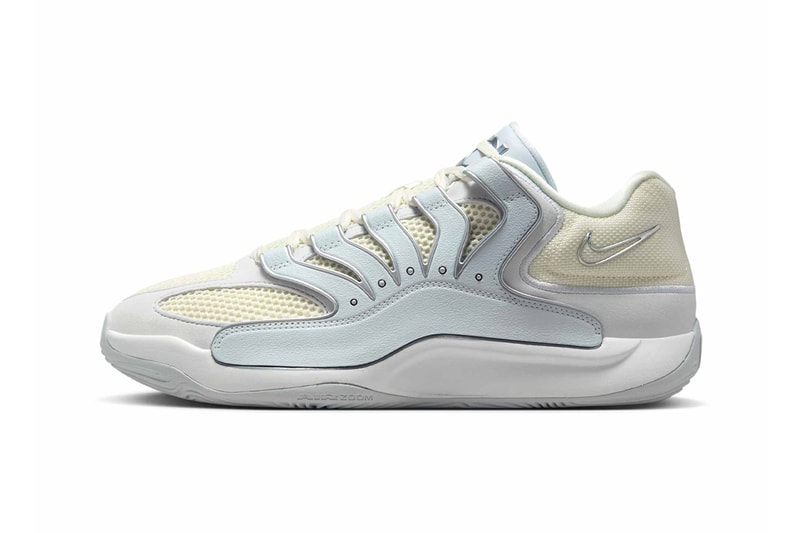 Official Look at the Nike KD 18 "Soft Pearl" Soft Pearl/Metallic Silver-Pure Platinum HV1992-001 kevin durant pheonix suns nba basketball player