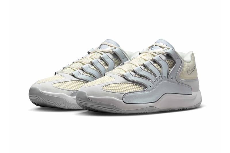 Official Look at the Nike KD 18 "Soft Pearl" Soft Pearl/Metallic Silver-Pure Platinum HV1992-001 kevin durant pheonix suns nba basketball player