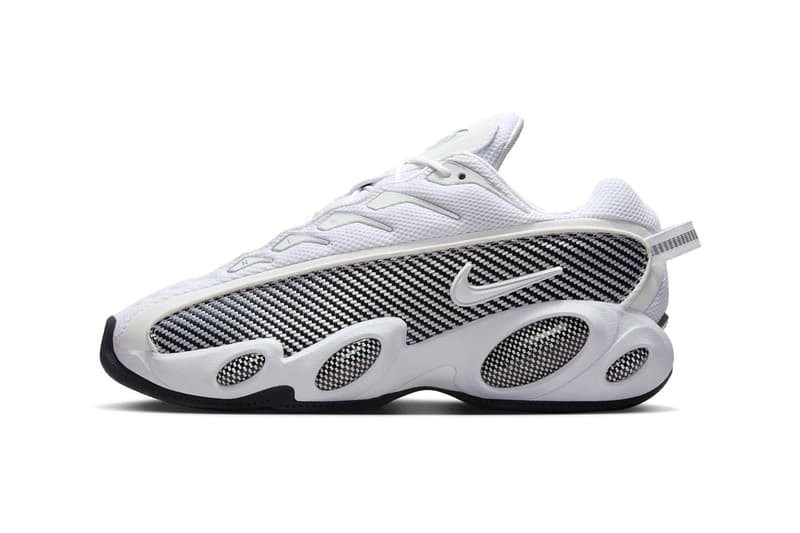 Drake's Nike NOCTA Glide Surfaces in a Minimalist "White/Black" release info zoom flight 95 inspired sneaker white and black university gold DM0879-101