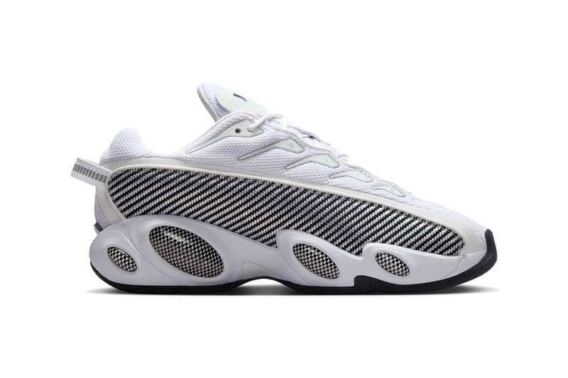 Drake's Nike NOCTA Glide Surfaces in a Minimalist "White/Black" release info zoom flight 95 inspired sneaker white and black university gold DM0879-101