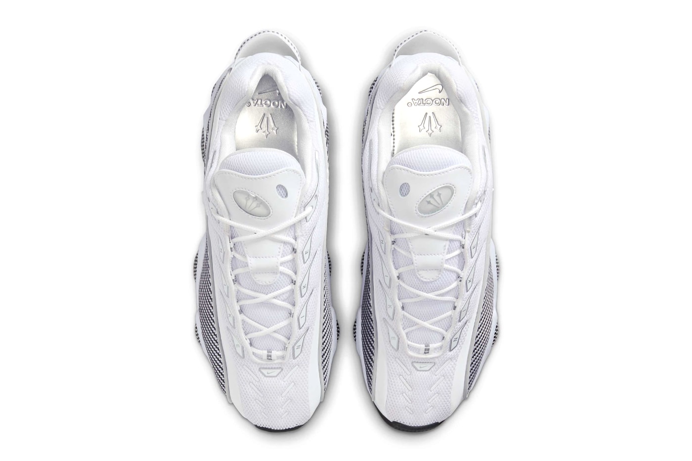 Drake's Nike NOCTA Glide Surfaces in a Minimalist "White/Black" release info zoom flight 95 inspired sneaker white and black university gold DM0879-101