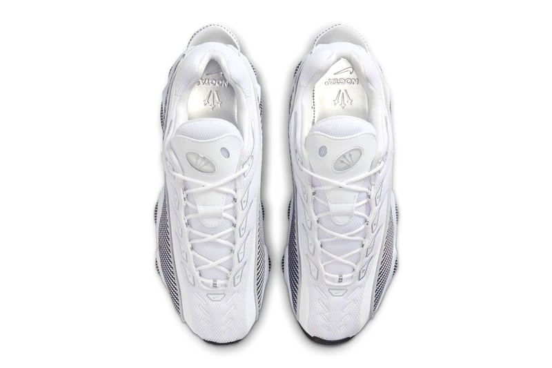 Drake's Nike NOCTA Glide Surfaces in a Minimalist "White/Black" release info zoom flight 95 inspired sneaker white and black university gold DM0879-101