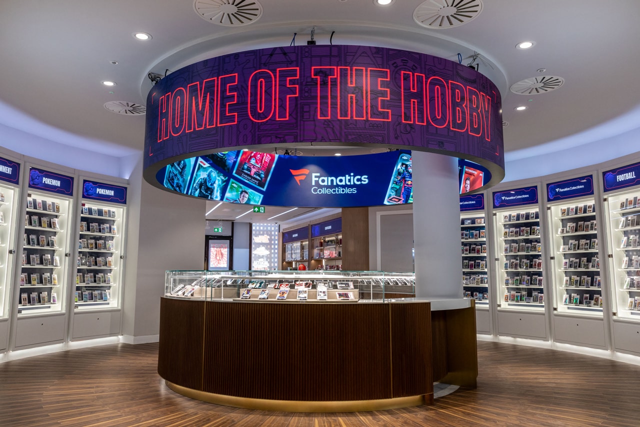 fanatics collectibles flagship store london regent street trading cards topps merlin match attax opening nfl football display home of the hobby 