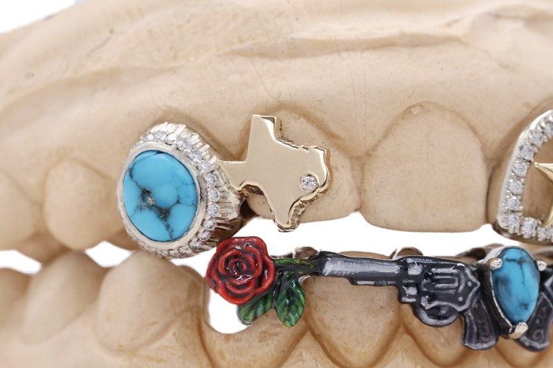 Gabby Elan Jewelry Reveals Custom 'Cowboy Carter' Grills for Beyoncé tour topaz rose gun texas hold em star
