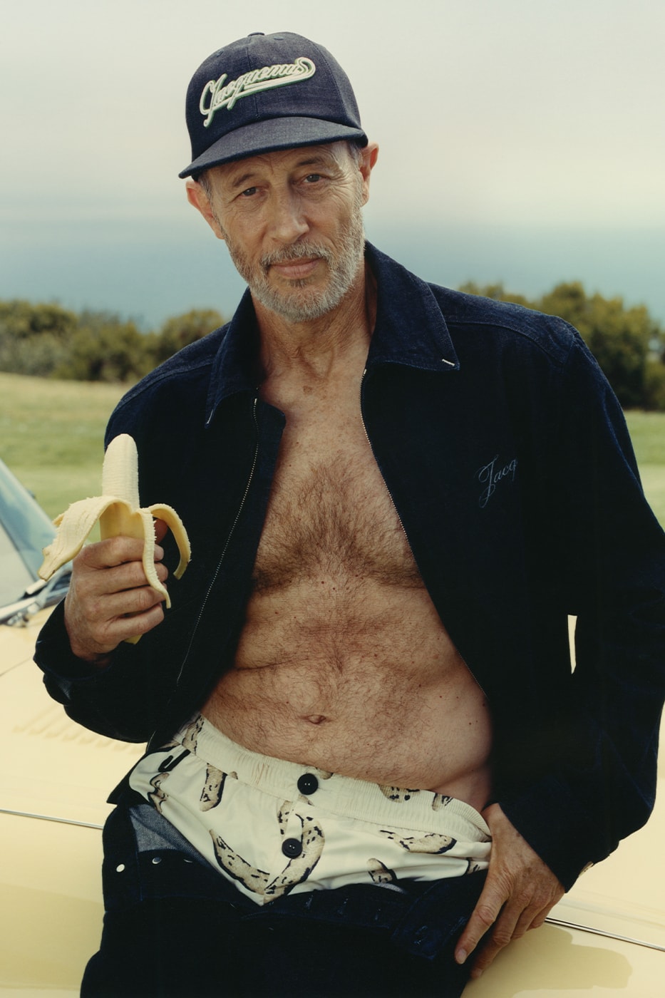 Jacquemus Jon Gries Starring Going Bananas Campaign white lotus greg hunt banana print boxers 