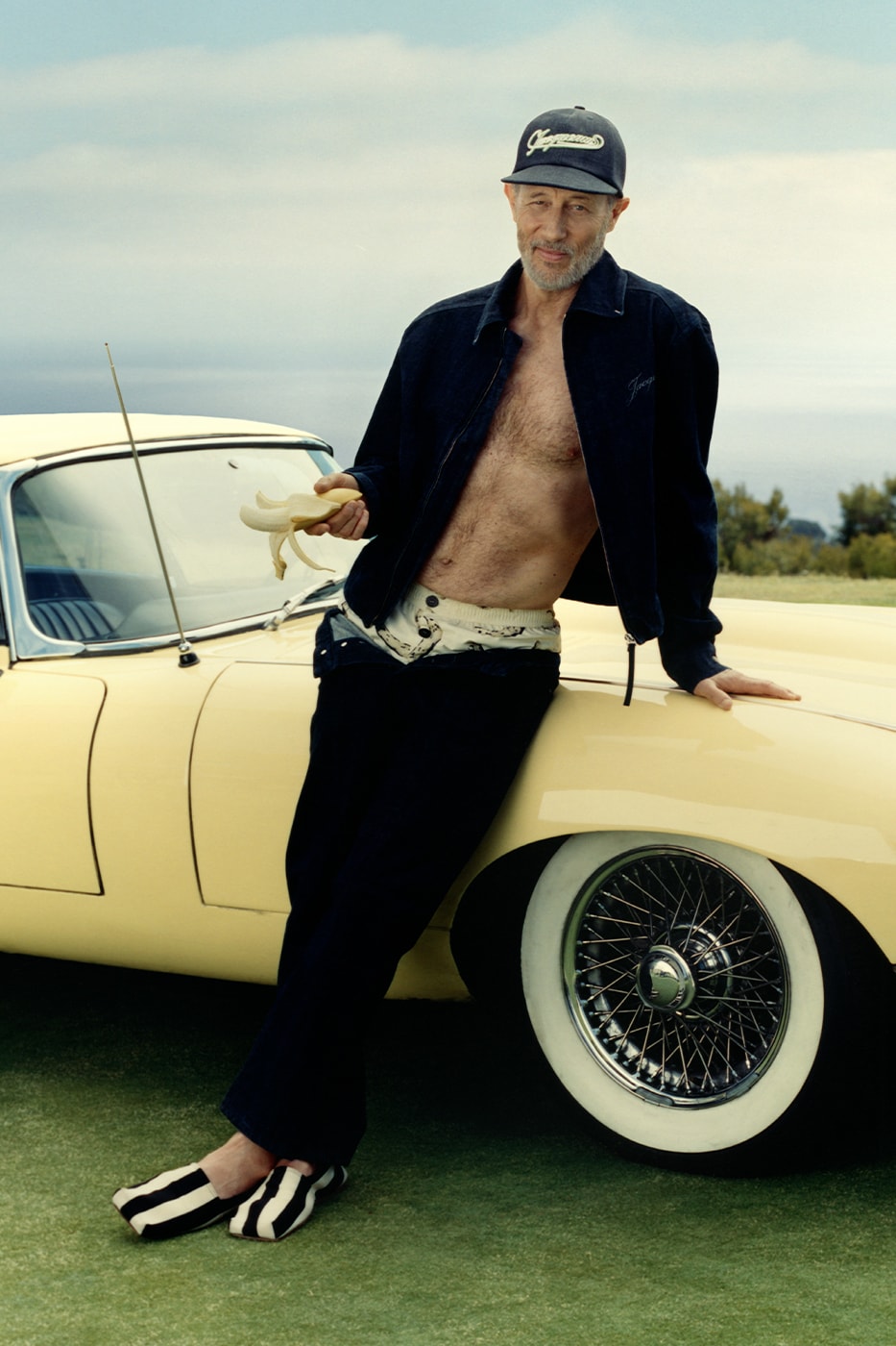 Jacquemus Jon Gries Starring Going Bananas Campaign white lotus greg hunt banana print boxers 