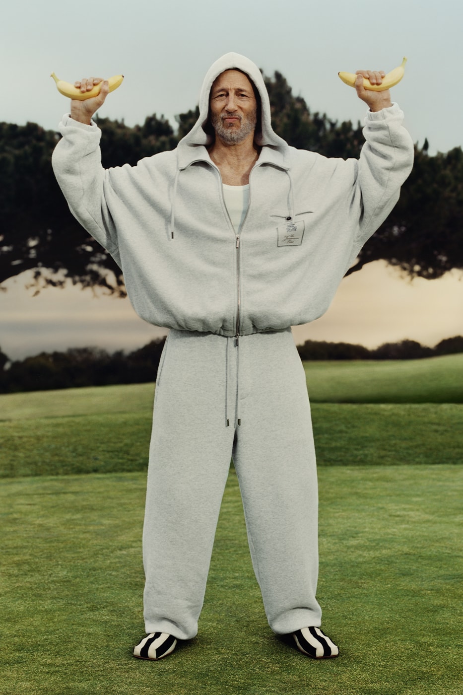 Jacquemus Jon Gries Starring Going Bananas Campaign white lotus greg hunt banana print boxers 