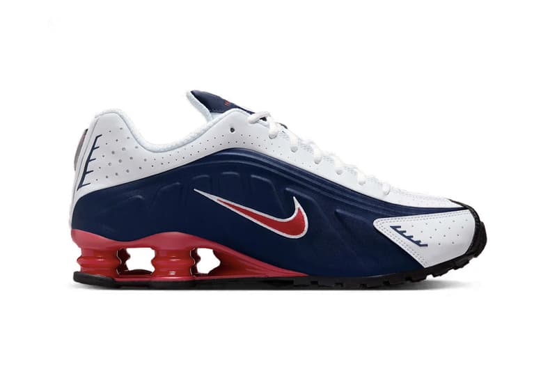Nike Shox R4 "USA" Returns Just in Time for July 4th Celebrations HQ1988-400 swoosh futuristic blue white varsity red