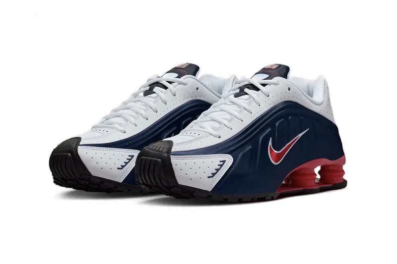 Nike Shox R4 "USA" Returns Just in Time for July 4th Celebrations HQ1988-400 swoosh futuristic blue white varsity red