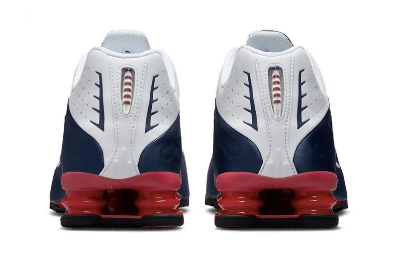 Nike Shox R4 "USA" Returns Just in Time for July 4th Celebrations HQ1988-400 swoosh futuristic blue white varsity red
