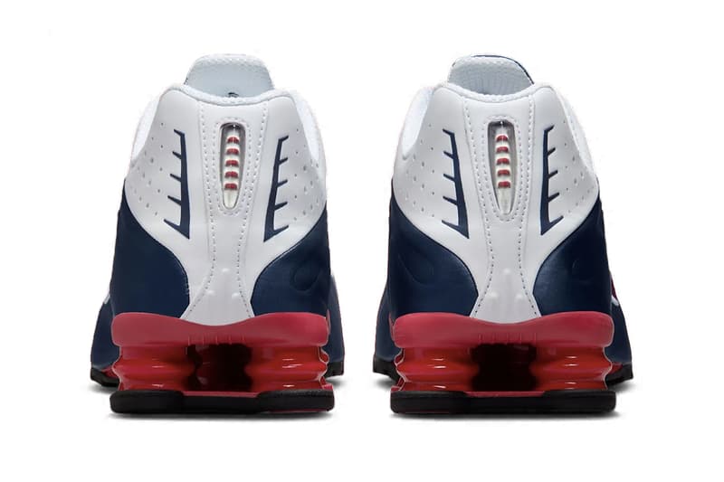 Nike Shox R4 "USA" Returns Just in Time for July 4th Celebrations HQ1988-400 swoosh futuristic blue white varsity red