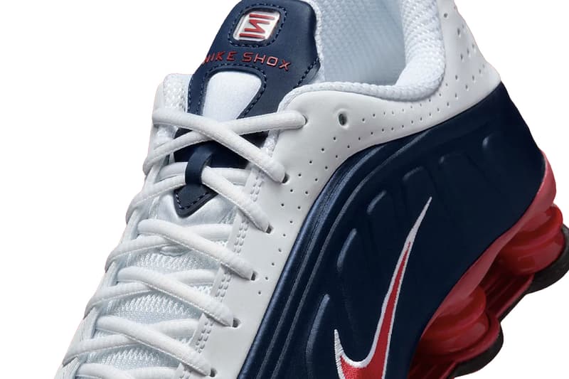 Nike Shox R4 "USA" Returns Just in Time for July 4th Celebrations HQ1988-400 swoosh futuristic blue white varsity red