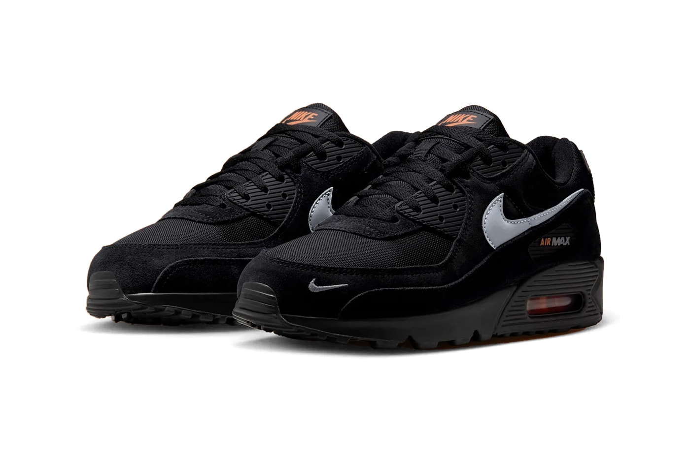 Nike Air Max 90 Preps Early for Halloween DO6706-010 Black/Orange swoosh retro sheos