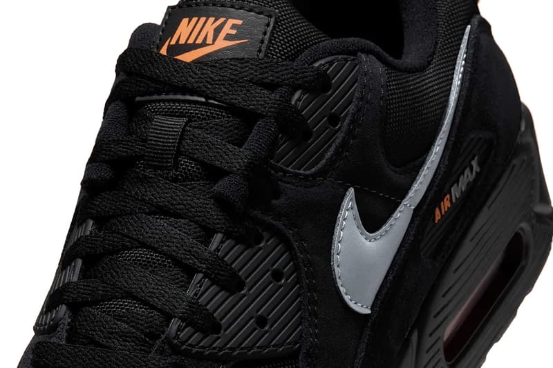 Nike Air Max 90 Preps Early for Halloween DO6706-010 Black/Orange swoosh retro sheos