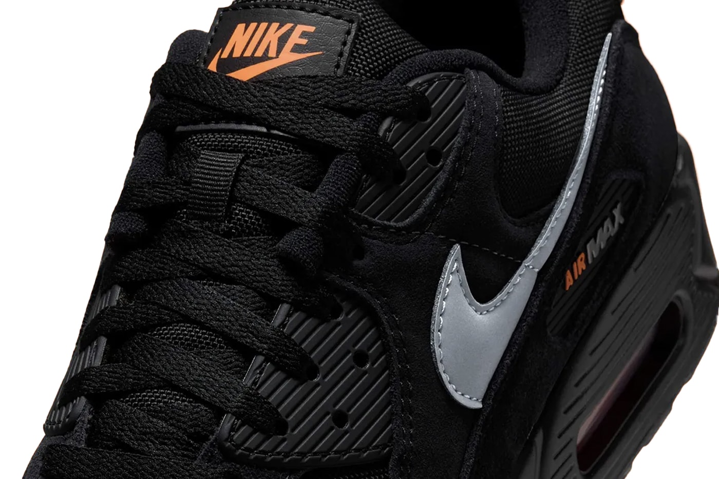 Nike Air Max 90 Preps Early for Halloween DO6706-010 Black/Orange swoosh retro sheos