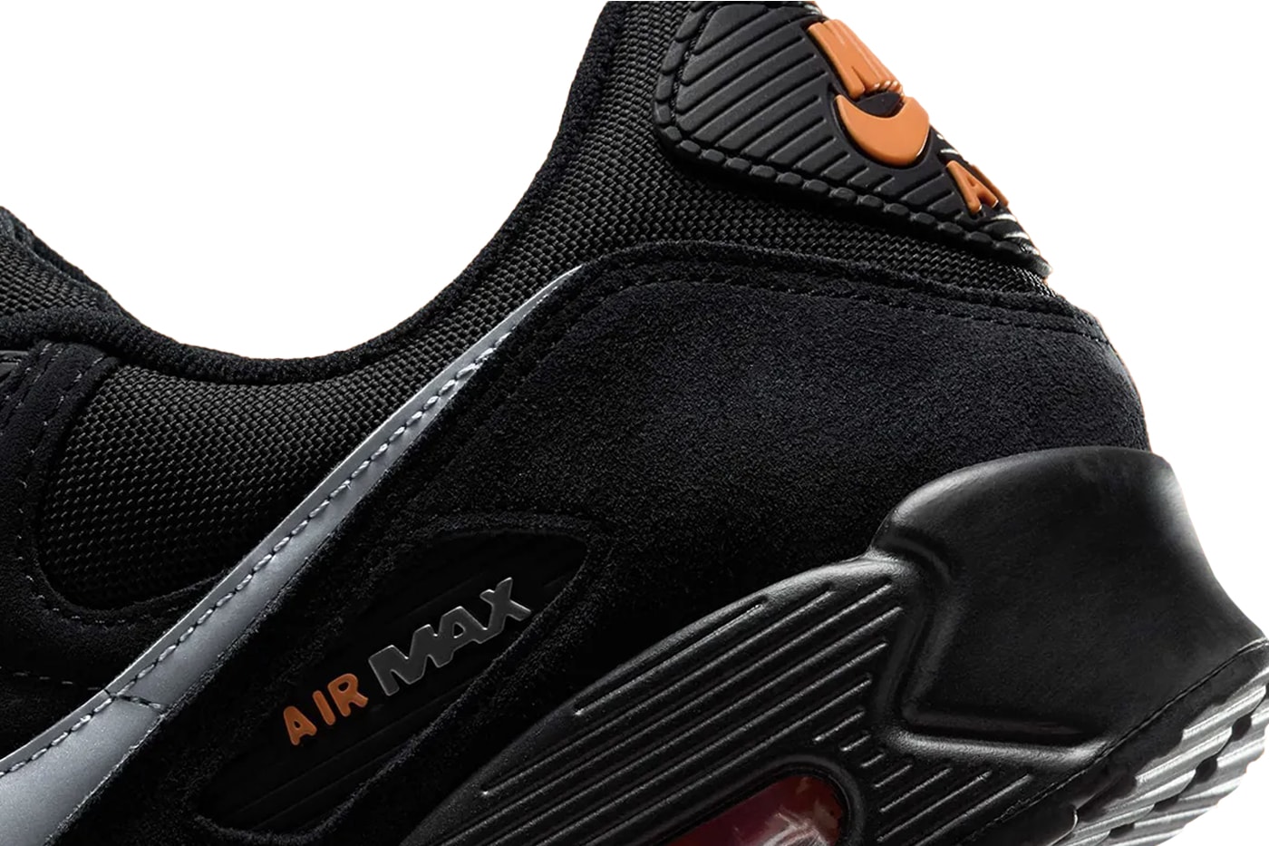 Nike Air Max 90 Preps Early for Halloween DO6706-010 Black/Orange swoosh retro sheos