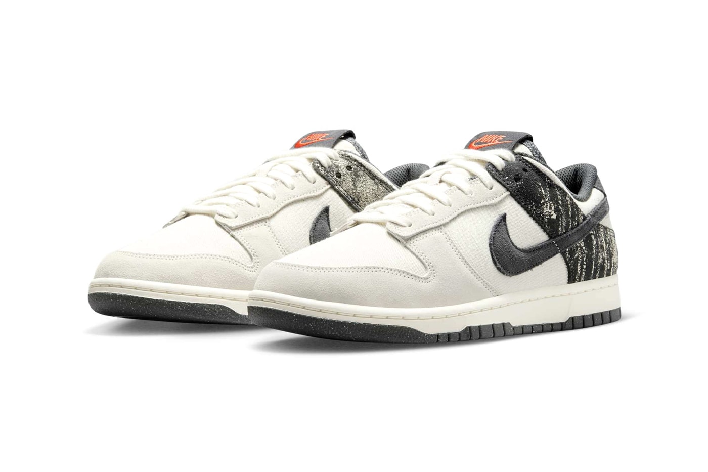 Nike Dunk Low Surfaces With Distressed Off-Noir Panels punk Pale Ivory/Dark Smoke Grey IB7720-110 picante red 