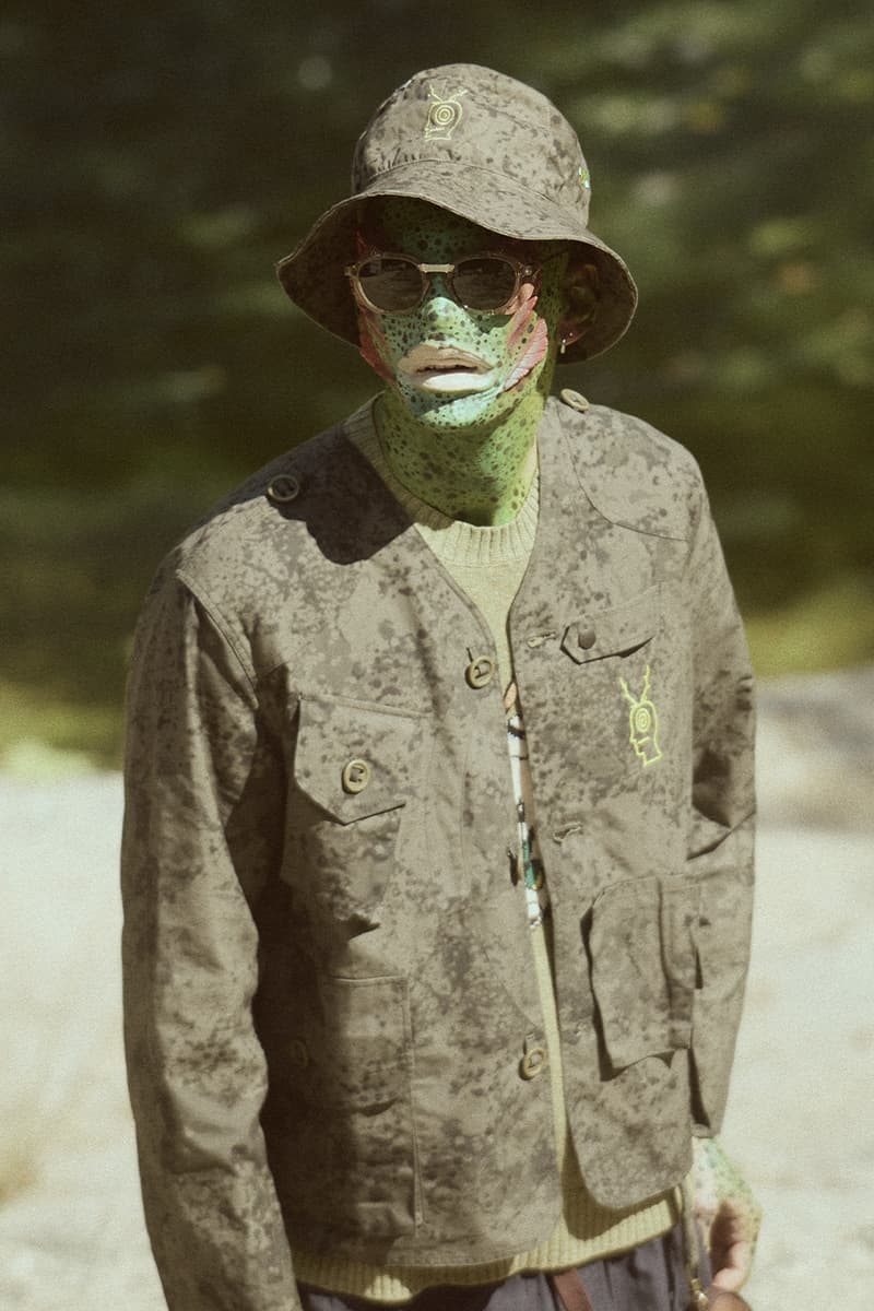 Brain Dead x SOUTH2 WEST8 Collaboration Collection Release Info Tenkara Jacket fishing vest P200 Hybrid/Aero™ Tempest Camo print  Belted Center Seam "Fishing Pant"