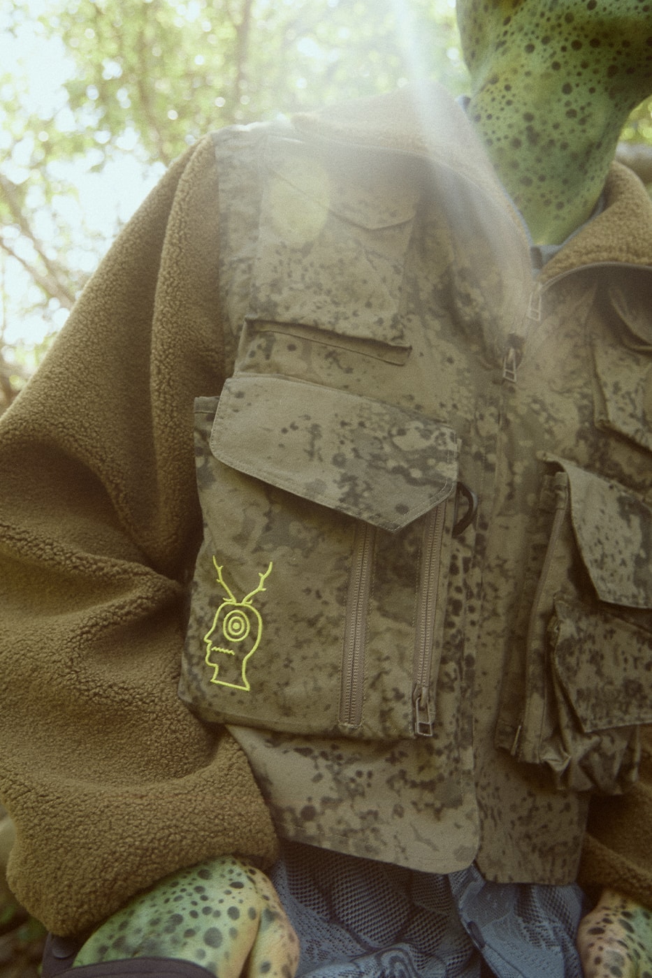 Brain Dead x SOUTH2 WEST8 Collaboration Collection Release Info Tenkara Jacket fishing vest P200 Hybrid/Aero™ Tempest Camo print  Belted Center Seam "Fishing Pant"