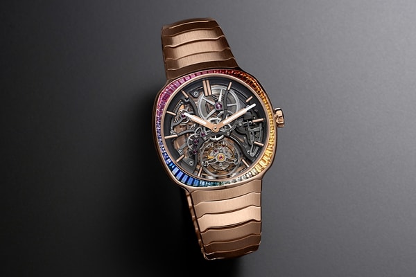 H. Moser & Cie. Streamliner Tourbillon Skeleton Rainbow Release Info 60 baguette-cut sapphires HMC 814 movement